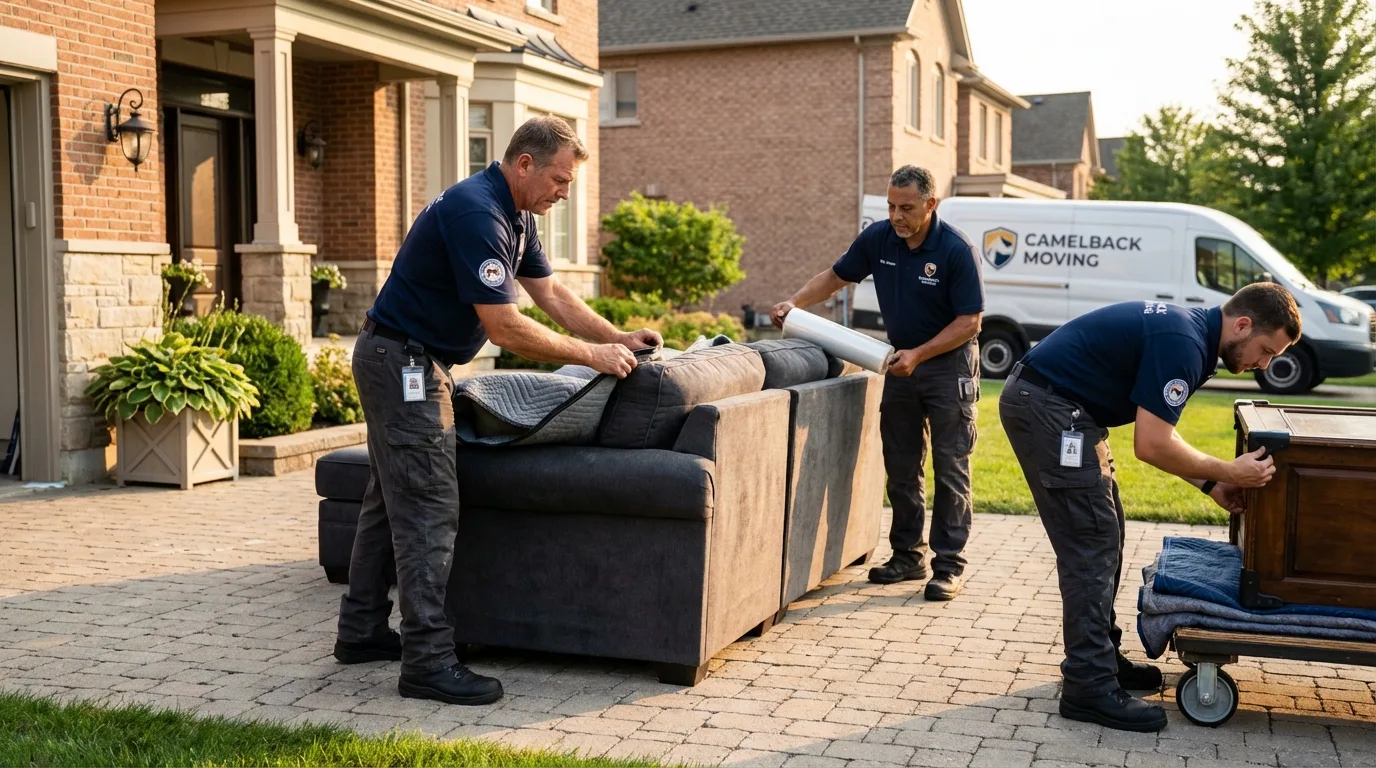 Large estate moving crew wrapping furniture in Key West, FL